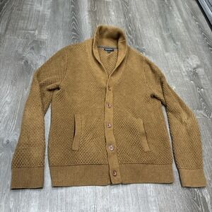 Banana Republic Sweater Mens XL Brown Shawl Collar Cardigan Chunky Knit Heavy